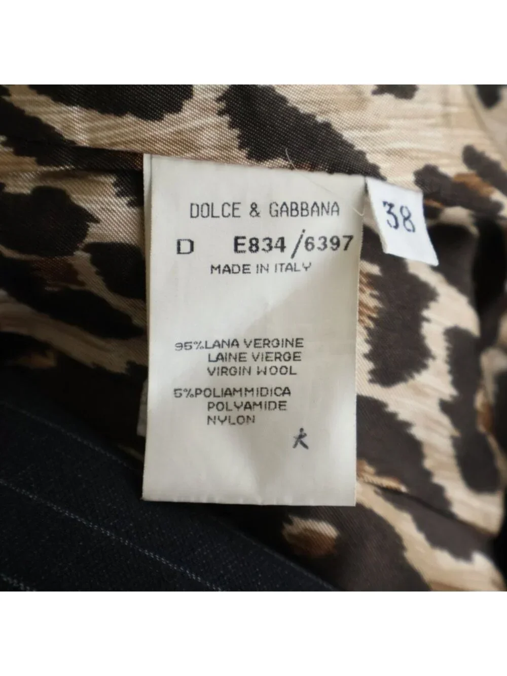 Dolce & Gabbana Set Suit Wool Striped Pattern Leopard Long Tailored Jacket